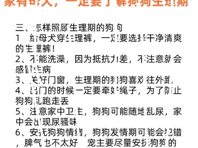 小狗的生理期及周期（了解小狗的发情特征和行为变化）